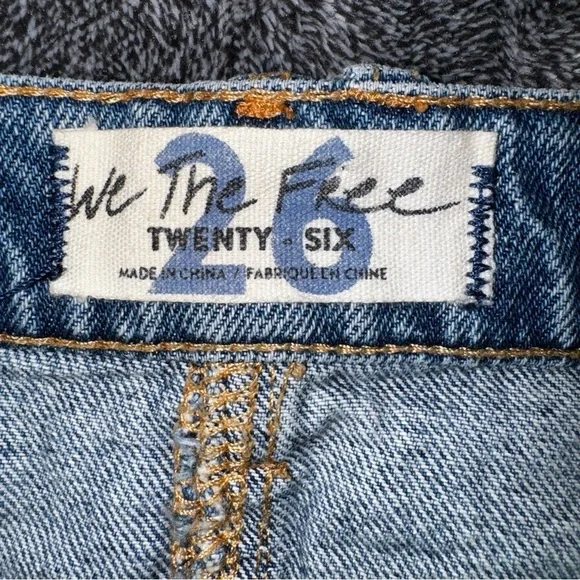 We The Free Light Wash Denim Raw Hem Cut Off Micro Mini Skirt - Picture 8 of 12